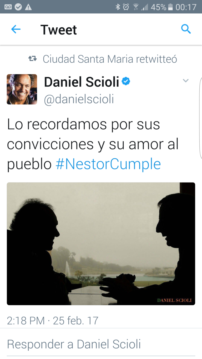 Scioli recordó a Néstor Kirchner en el día de su cumpleaños