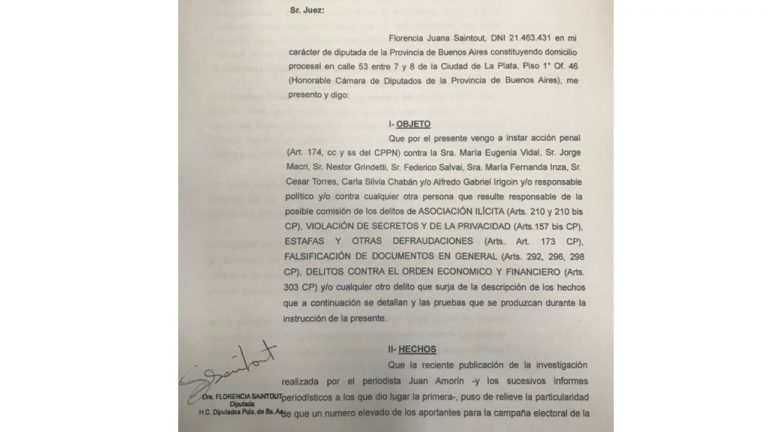 María Eugenia Vidal fue denunciada por asociación ilícita