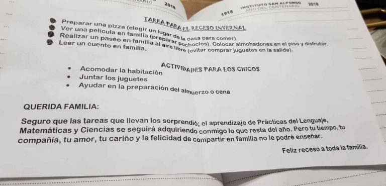 Una maestra de Bella Vista dio una tarea muy especial para el receso invernal