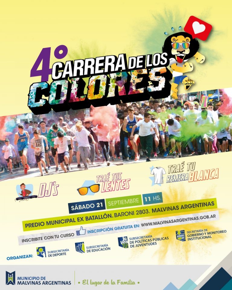 Se viene la 4º edición de la Carrera de los Colores en Malvinas Argentinas