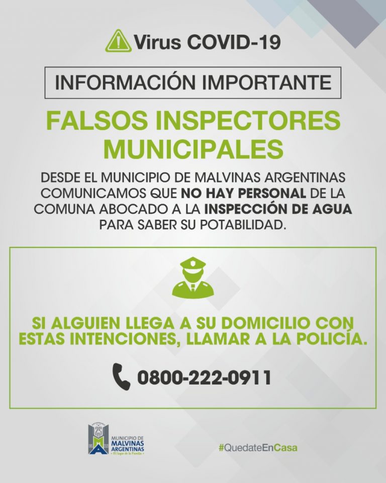 El Municipio de Malvinas Argentinas alerta sobre falsos inspectores