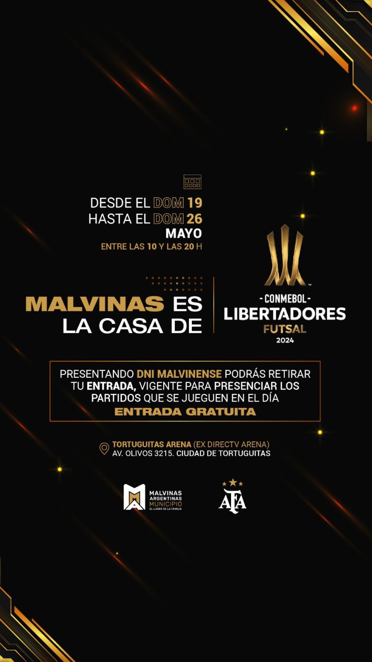 La “CONMEBOL Libertadores Futsal Masculina 2024”, se disputará en Malvinas Argentinas