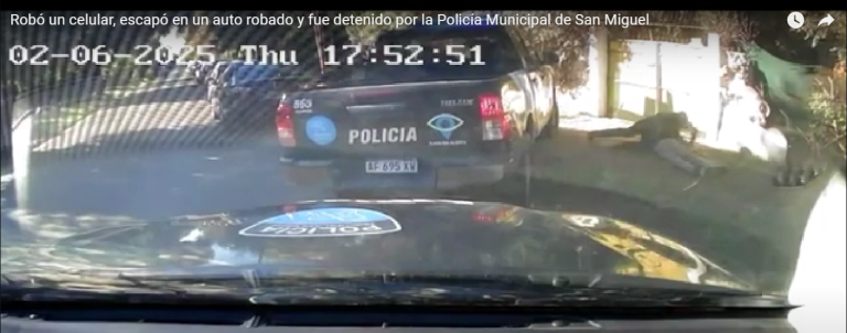 Robó un celular, escapó en un auto robado y fue detenido por la Policía Municipal de San Miguel